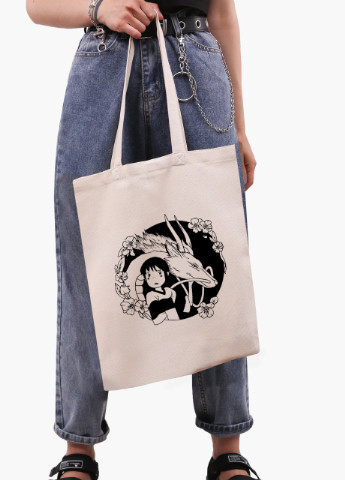 Эко сумка шоппер белая Тихиро Огино Сэн и Хаку Унесённые призраками (Spirited Away) (9227-2647-WT-1) экосумка шопер 41*35 см MobiPrint (215977332)