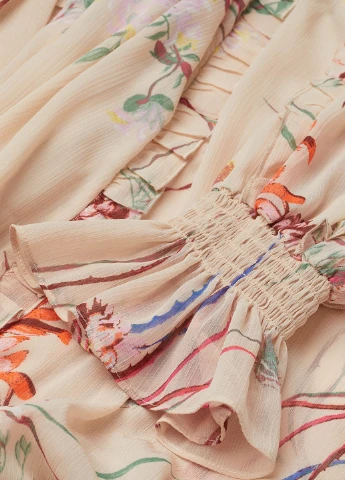 Светло-бежевое кэжуал платье H&M с цветочным принтом
