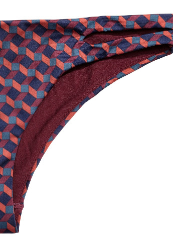 Бордовые купальные трусики-плавки с геометрическим узором H&M