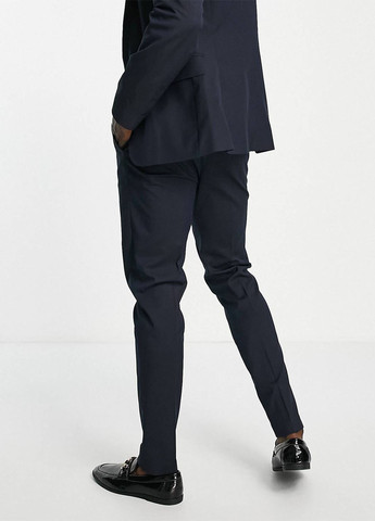 Темно-синие классические демисезонные зауженные брюки Asos