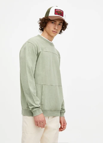 Оливковий світшоти Pull & Bear однотонний без декору (243646724)