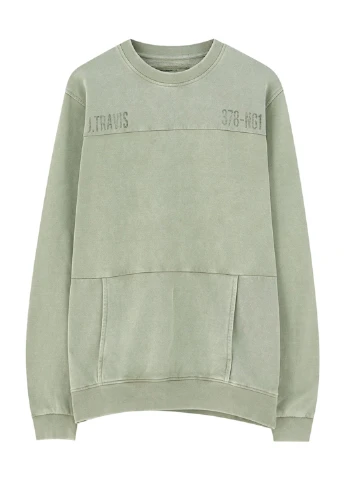 Оливковий світшоти Pull & Bear однотонний без декору (243646724)