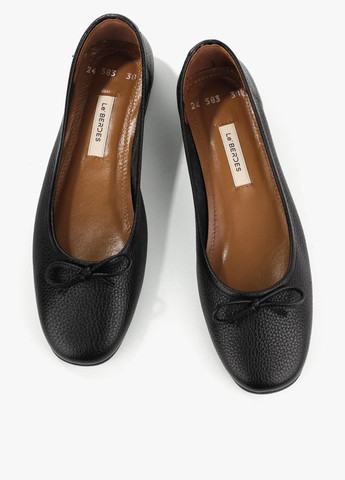 Жіночі балетки Le'BERDES | чорні однотонні бант натуральна шкіра (293152929)