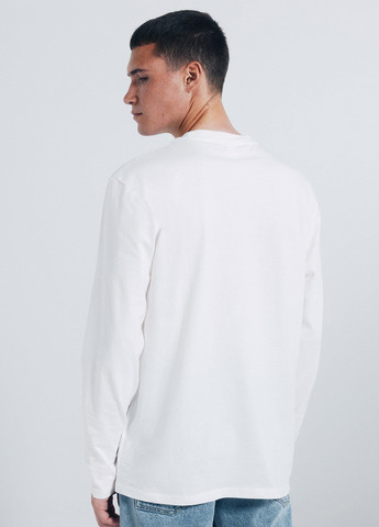 Лонгслів Springfield однотонний білий кежуали бавовна, трикотаж