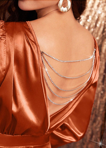 Розово-коричневое кэжуал, коктейльное платье с открытой спиной, клеш SHEIN однотонное