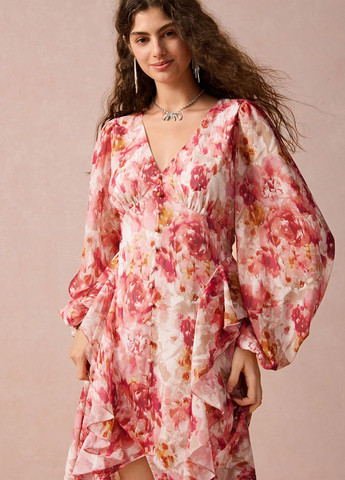 Світло-червона кежуал сукня а-силует SHEIN з квітковим принтом