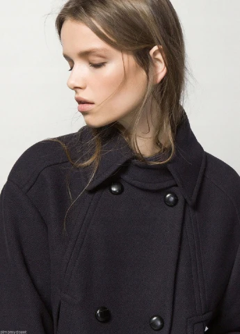 Темно-синє демісезонне Пальто Massimo Dutti