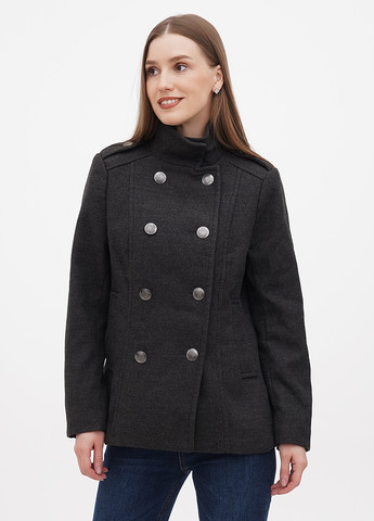 Темно-сіре Кежуал пальто вкорочене двобортне H&M однотонне
