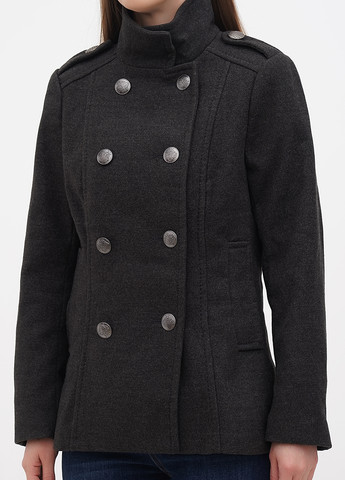 Темно-серое Кэжуал пальто вкорочёне двубортное H&M однотонное