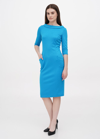 Голубое кэжуал платье футляр Laura Bettini однотонное