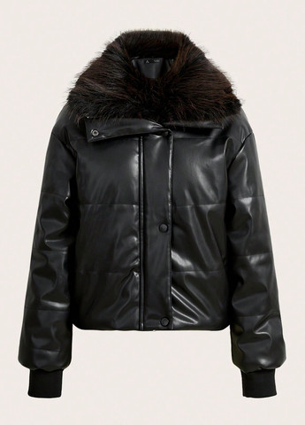 Черная зимняя куртка SHEIN