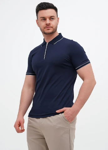 Темно-синяя футболка-поло для мужчин Trend Collection однотонная