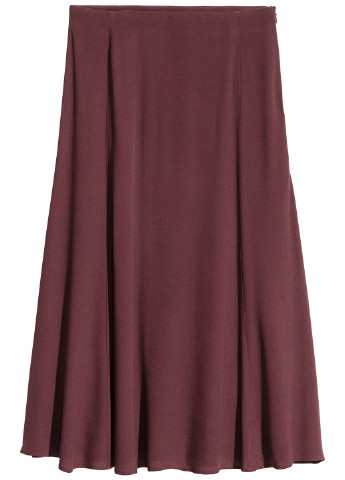 Бордовая кэжуал однотонная юбка H&M клешированная