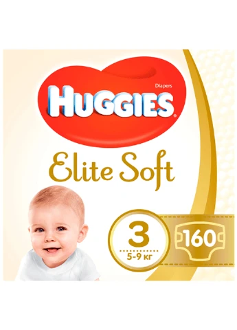 Подгузники Elite Soft 3 (5-9 кг) 160 шт Huggies (248204565)