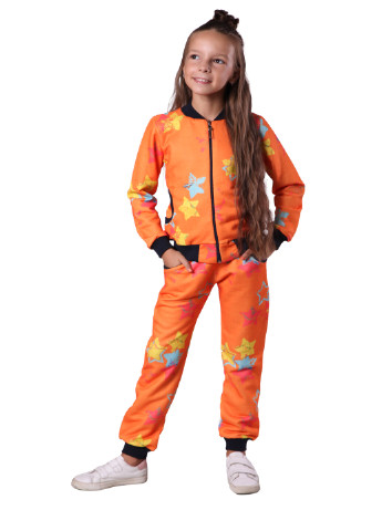 Оранжевый демисезонный костюм (толстовка, брюки) брючный Kids Couture