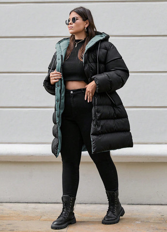 Комбинированная зимняя куртка двухсторонняя куртка-пальто SHEIN