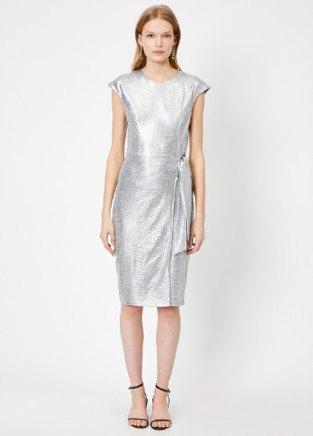 Срібна коктейльна плаття, сукня на запах KOTON однотонна