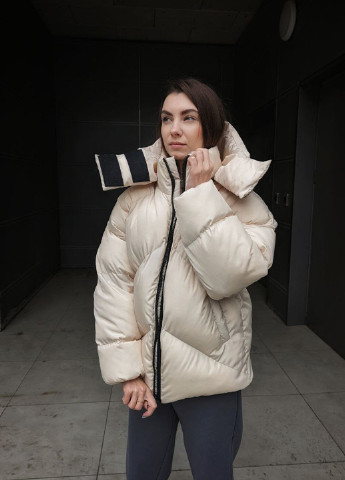 Розовая зимняя женская зимняя куртка пуховик оверсайз reload - quadro w пудра VDLK