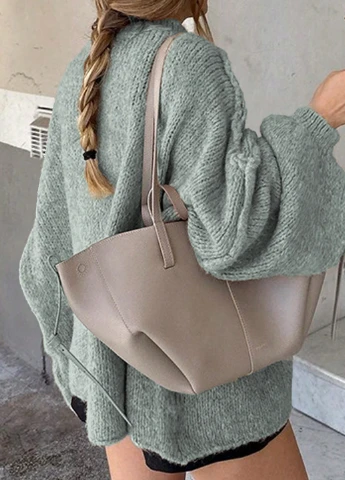 Серо-зеленый демисезонный свитер SHEIN