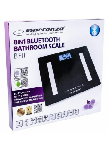 Весы бытовые черные B.Fit 8в1 EBS-016K Esperanza (253617593)
