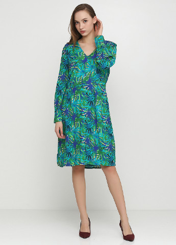 Зеленое кэжуал платье Minus с цветочным принтом