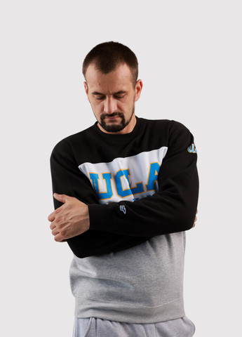 Комбинированный свитшот Blue 84 колор блок вышивка (359854772)