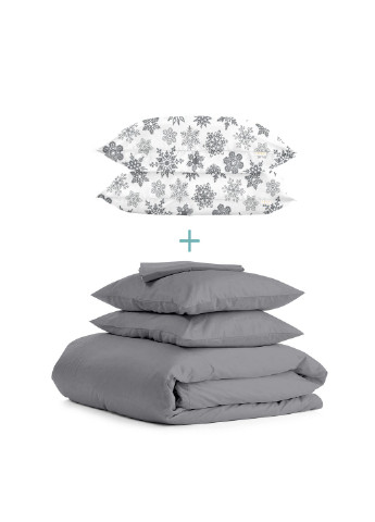 Комплект полуторного постельного белья RANFORS GRAPHITE SNOWFLAKES GREY Graphite (2 наволочки 50х70 в подарок) Cosas (251281523)