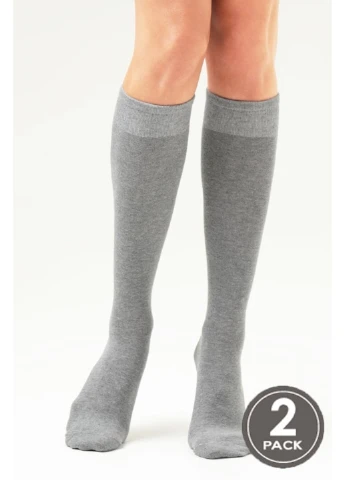 Сірі гольфи жіночі бавовняні сірі knee high 108 (2пари) Legs однотонні (256550040)