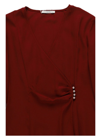 Бордовое кэжуал платье на запах MINT&BERRY однотонное