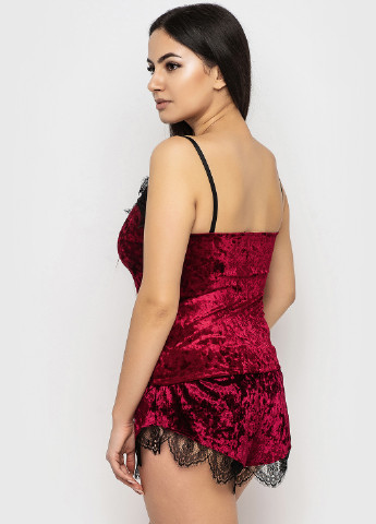 Бордовий демісезонний комплект (топ, шорти, халат) Ghazel