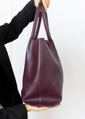 Об'ємна сумка шоппер арт. Sierra L бордового кольору із натуральної шкіри з легким глянцевим ефектом Boorbon (255171668)