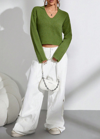 Зелений демісезонний пуловер пуловер SHEIN