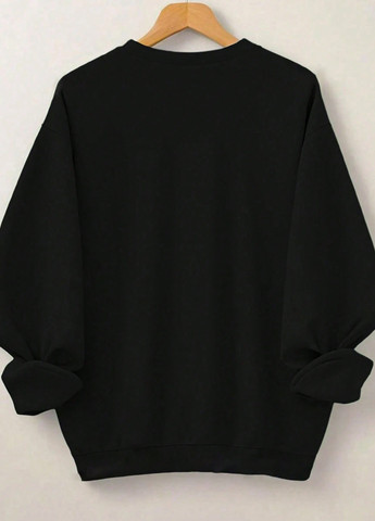 Черный свитшот SHEIN рисунок без декора (365220217)