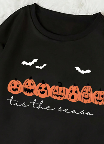 Черный свитшот SHEIN рисунок без декора (365220217)