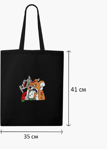 Еко сумка шоппер черная Том и Джерри (Tom I Jerry) (9227-2089-BK) MobiPrint (236391063)
