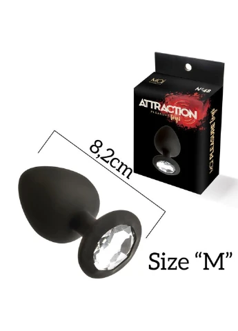 Анальная пробка с кристаллом Attraction Toys №48 Black, длина 8,2см, диаметр 3,5см MAI (254953751)