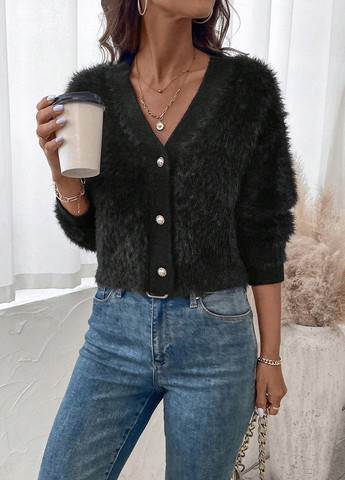 Чорний демісезонний комплект (кофта, топ) SHEIN