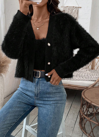 Чорний демісезонний комплект (кофта, топ) SHEIN