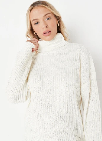 Молочное кэжуал платье платье-свитер Missguided однотонное