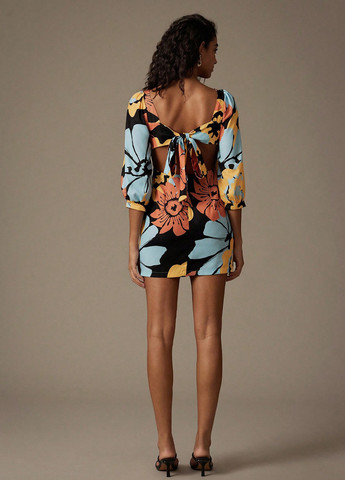 Комбінована кежуал сукня силуетна, з відкритою спиною SHEIN з квітковим принтом