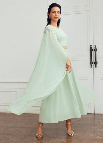 Мятное вечернее платье платье-кейп SHEIN однотонное