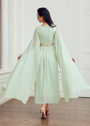 Мятное вечернее платье платье-кейп SHEIN однотонное