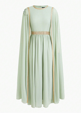 Мятное вечернее платье платье-кейп SHEIN однотонное