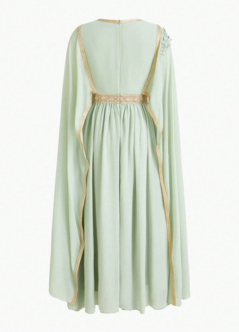 Мятное вечернее платье платье-кейп SHEIN однотонное