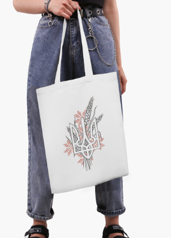 Еко сумка Український Герб (9227-3760-4) біла класична MobiPrint (253109738)