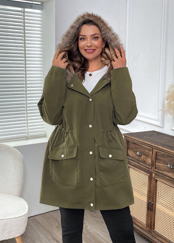 Оливковая (хаки) демисезонная куртка SHEIN