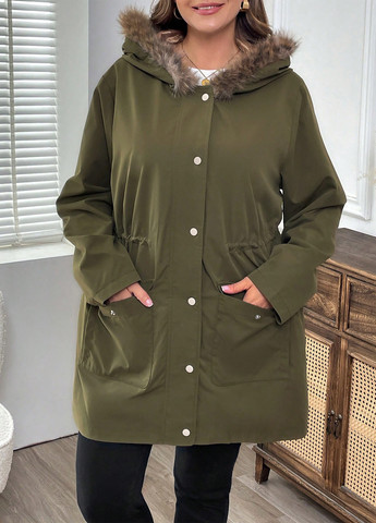 Оливковая (хаки) демисезонная куртка SHEIN