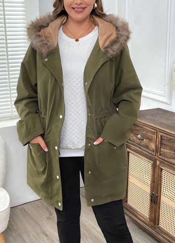 Оливковая (хаки) демисезонная куртка SHEIN