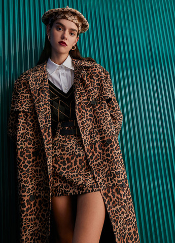 Светло-коричневая кэжуал леопардовая юбка KOTON