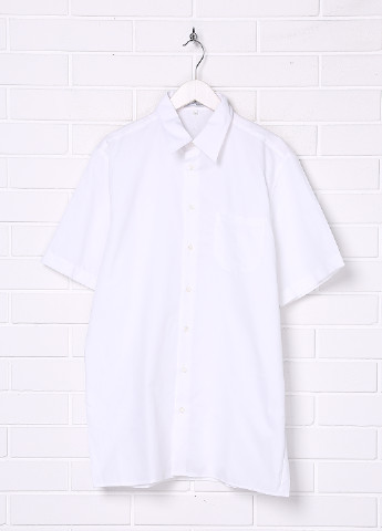 Белая кэжуал рубашка однотонная Malip с коротким рукавом